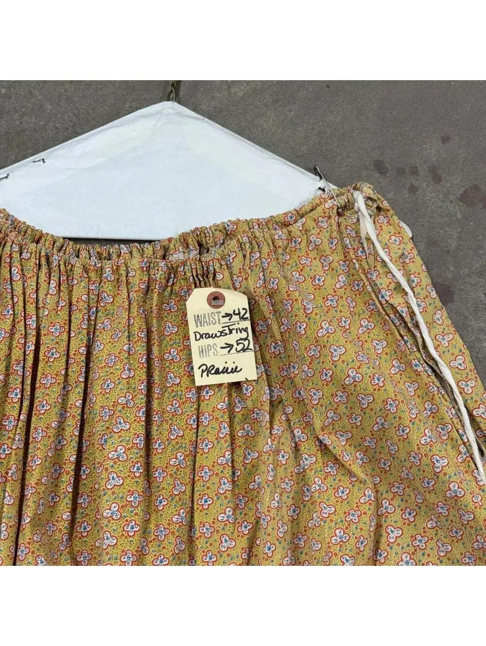 Vintage Film Costume 50s Does Victorian Western Style Prairie Maxi Skirt Yellow